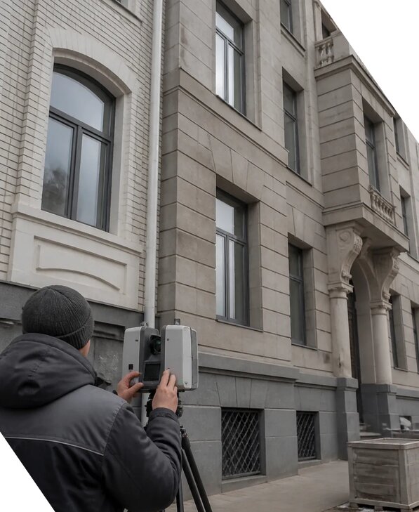 Лазерное сканирование фасадов зданий для обследования в Старой Руссе